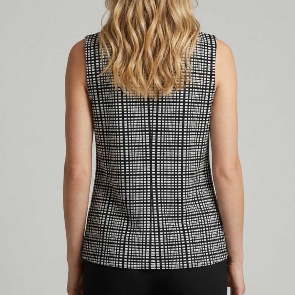 Ann Taylor Black and White Plaid Sleeveless Blouse - Picture 4 of 16
